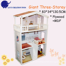Crianças Luxurious Villa Três andares Grande Wooden Toy Doll House